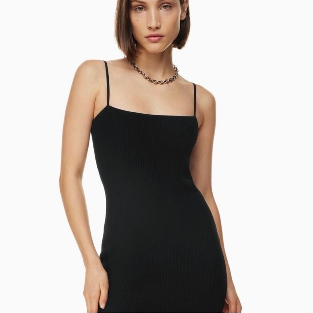 Babaton Knit Black Sculpt Spaghetti Strap Dress
